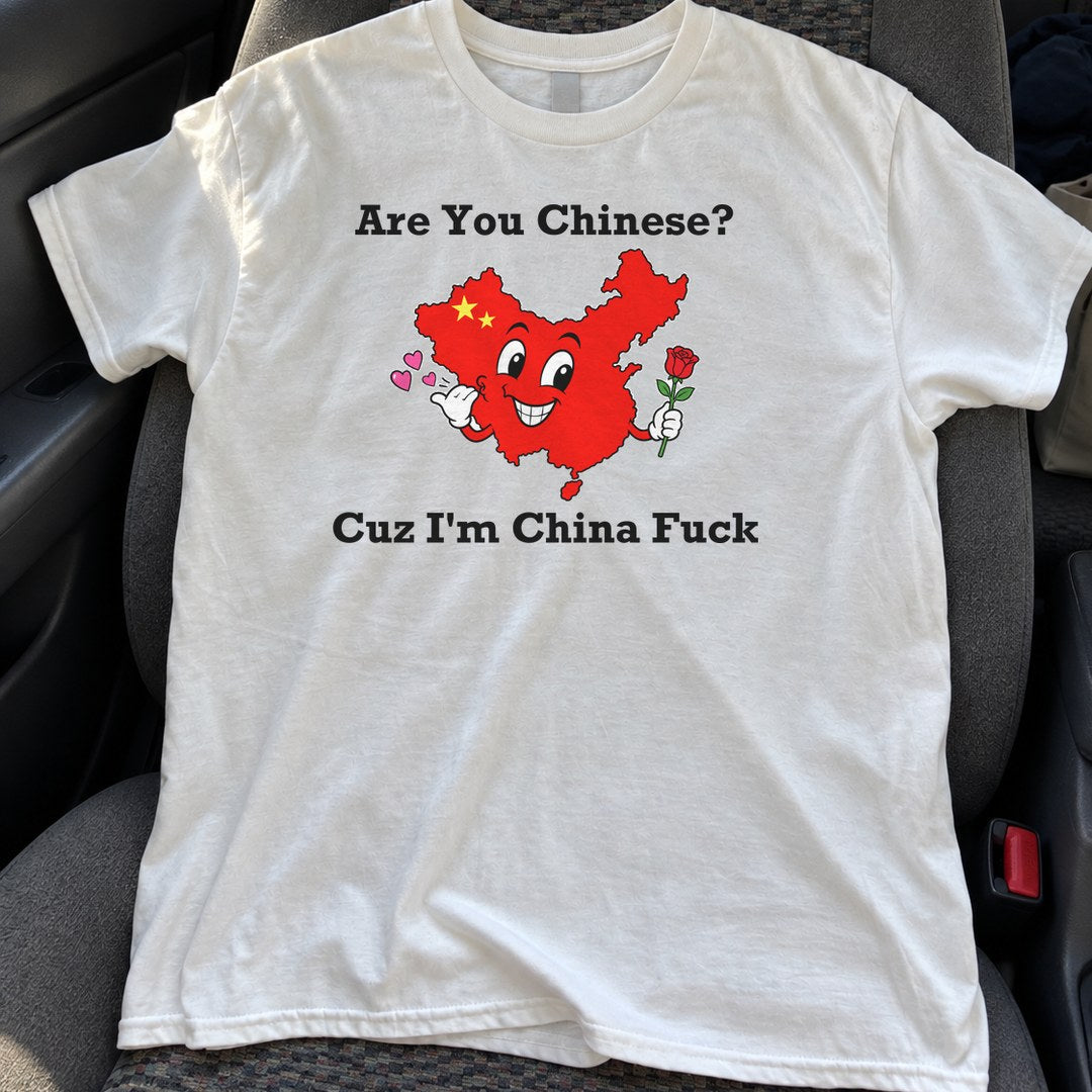 Are You Chinese Shirt on a car seat