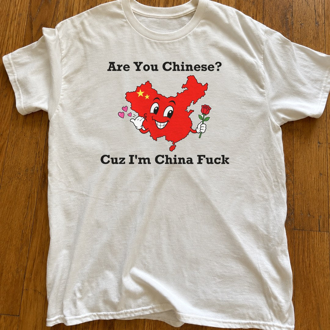 Are You Chinese Shirt on a wood floor