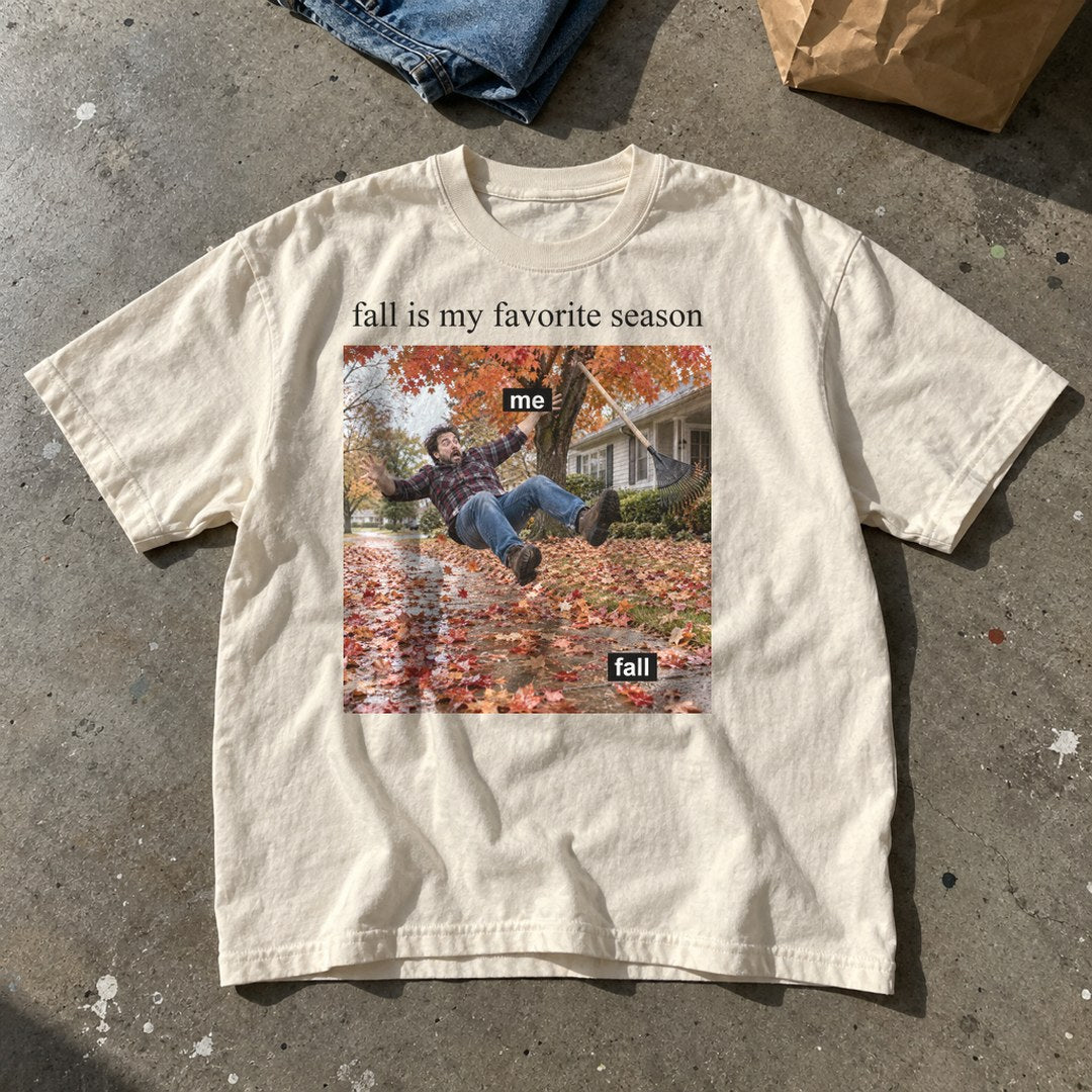 Fall Is My Favorite Season Shirt laid flat on a basement floor