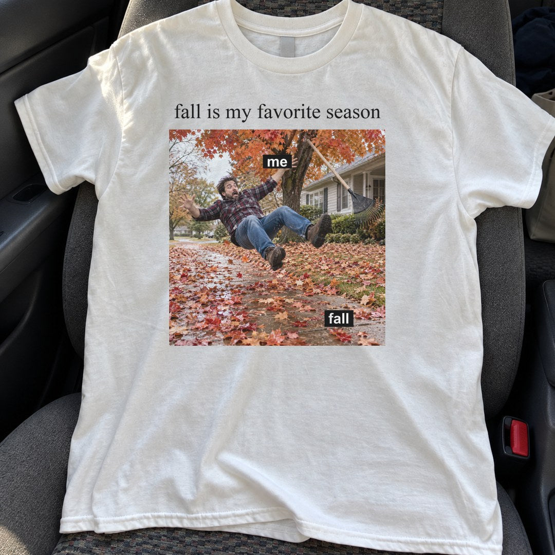 Fall Is My Favorite Season Shirt on a car seat