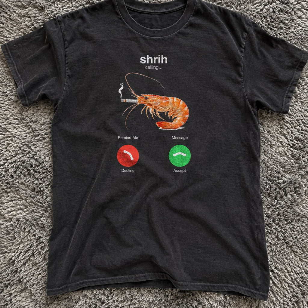 Shrih Calling Shirt on a grey rug