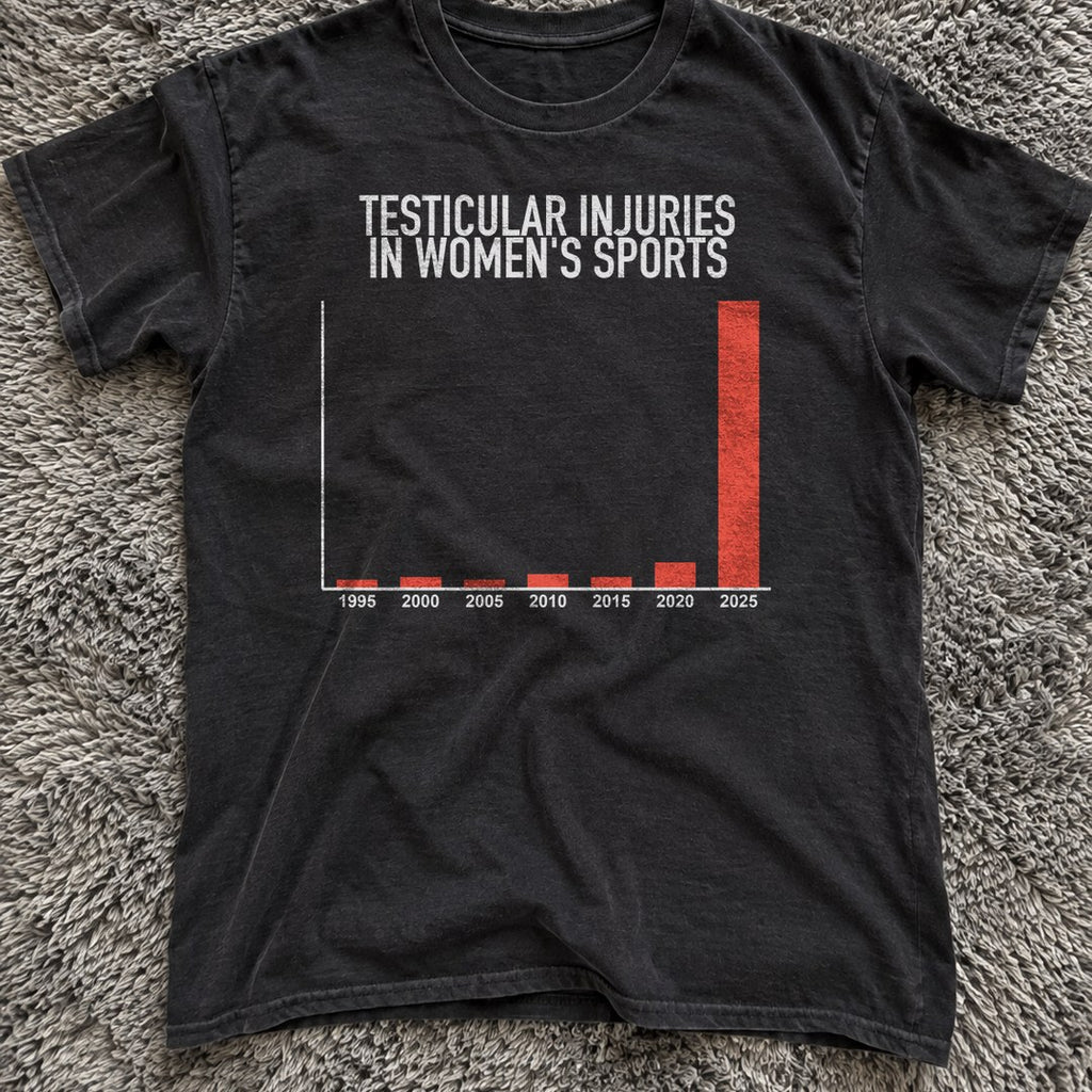 Testicular Injuries in Women's Sports Shirt on a shag rug