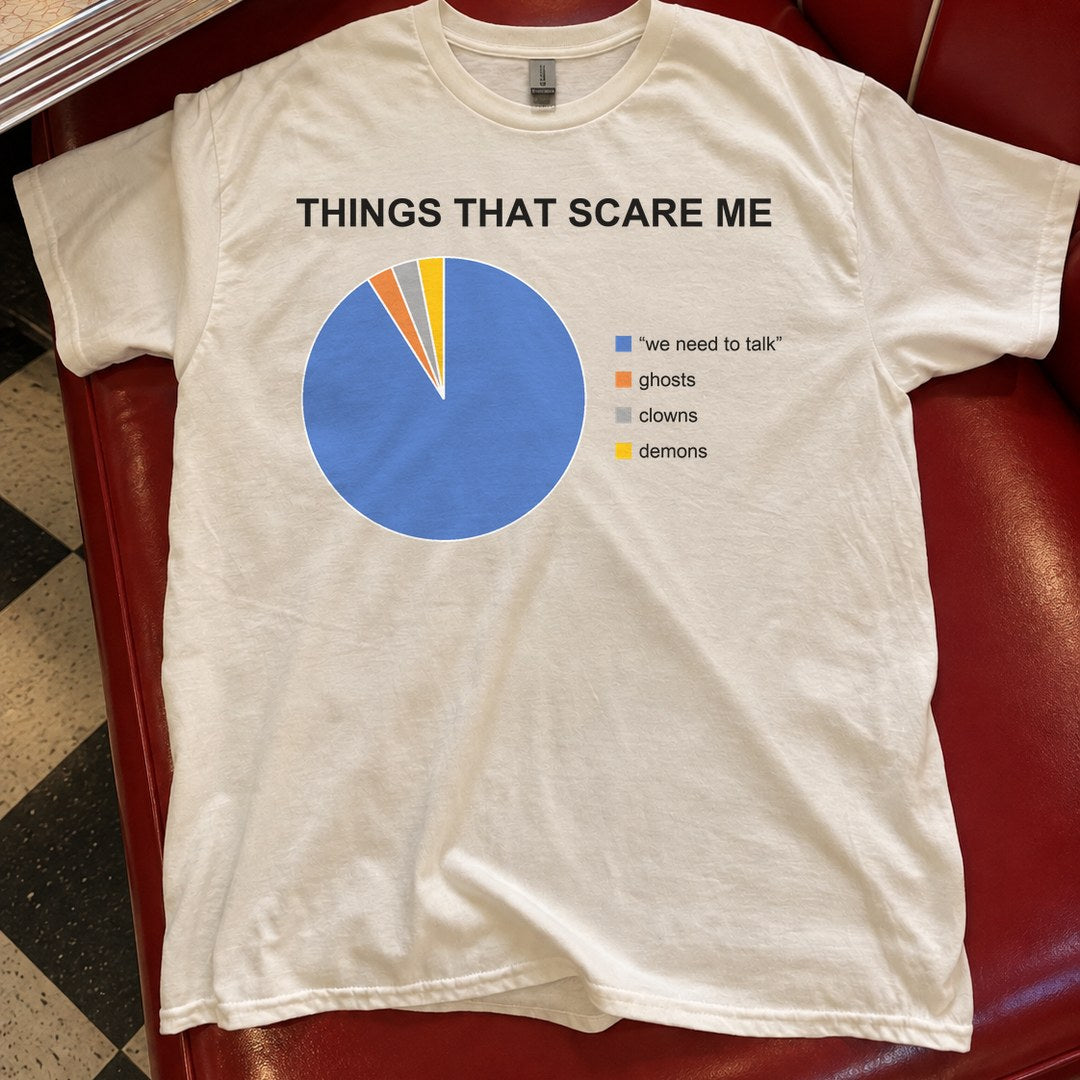 Things That Scare Me Shirt in a diner booth