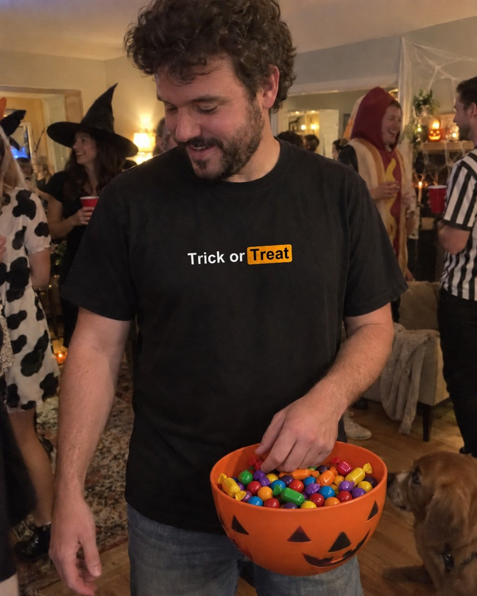 Trick or Treat Shirt worn out in the wild