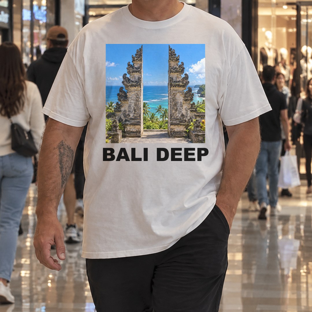 Bali Deep Shirt worn at the mall
