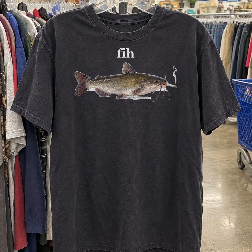 Fih Shirt on a thrift store rack