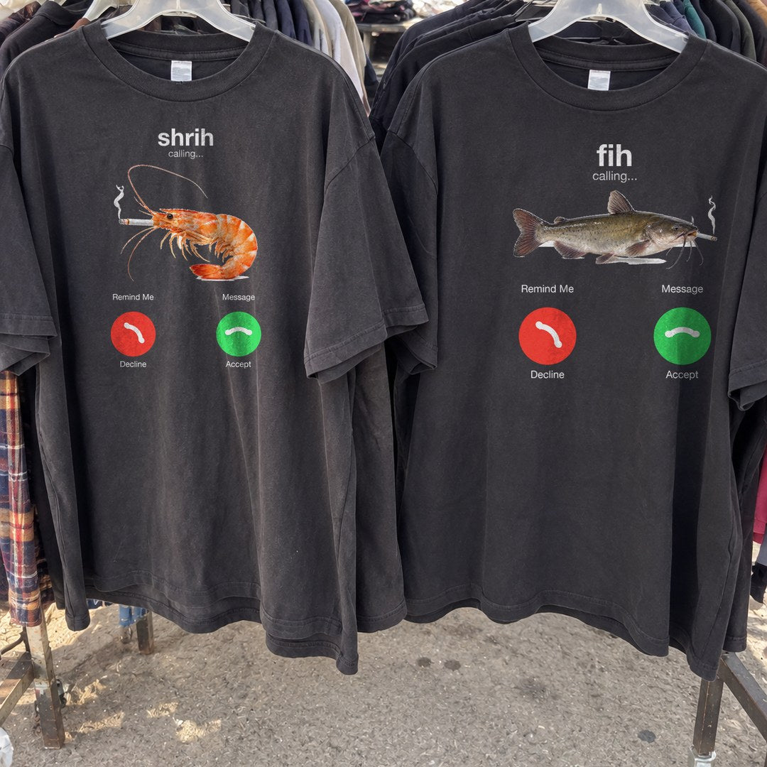 Shrih Calling Shirt as a matching pair on a rack